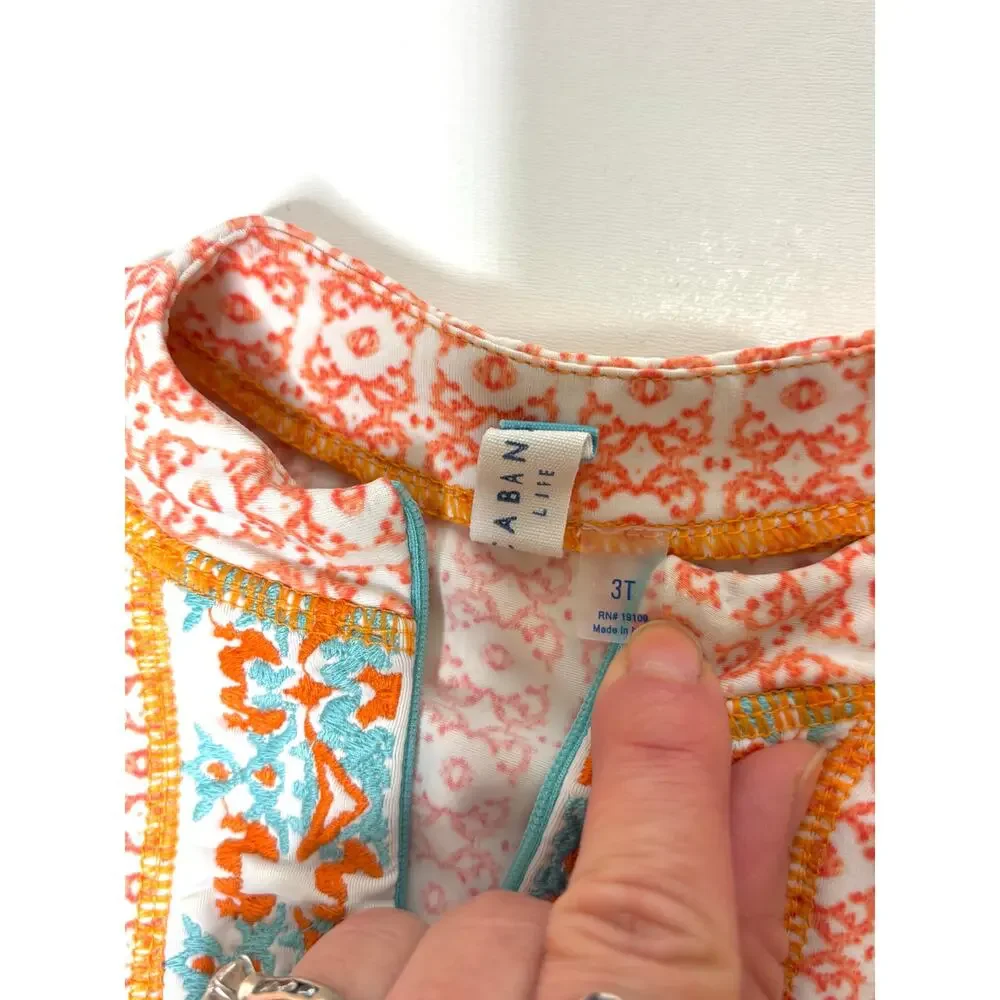 Cabana Life Toddler Girls Zippered Rashguard 3T Orange